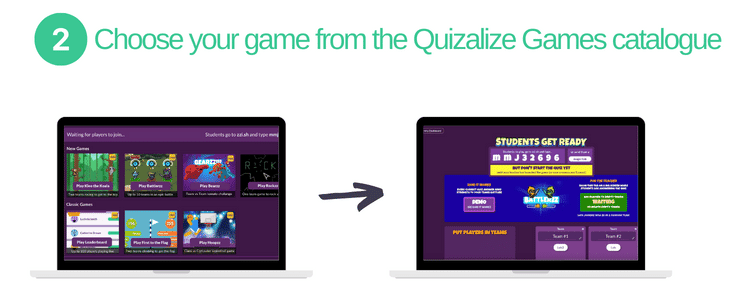 Step 2 - Choose your game from the Quizalize Games catalogue
