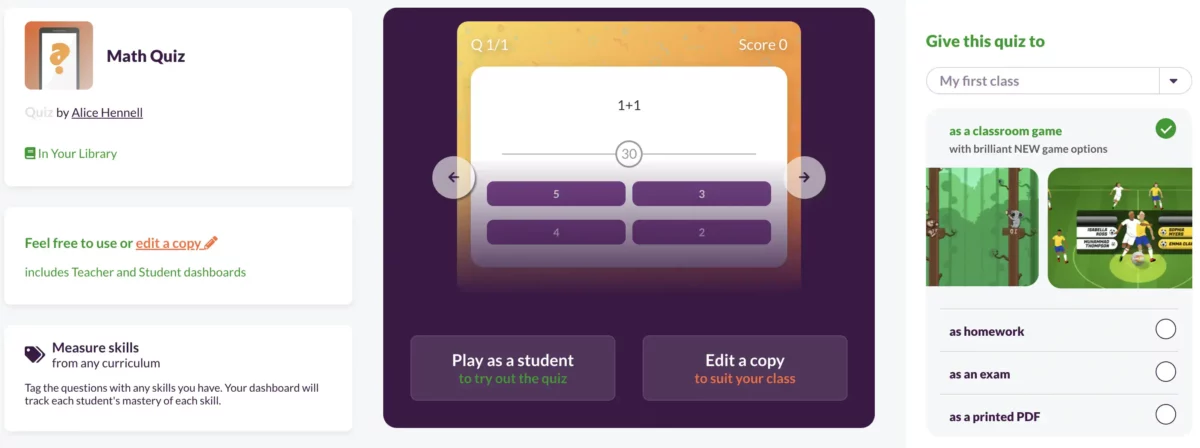 Google Forms quiz rendered within Quizalize