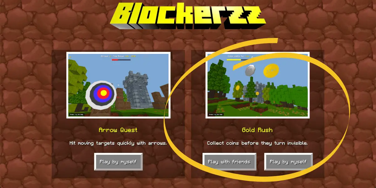 Blockerzz Gold Rush - Multiplayer Classroom. Quiz Game