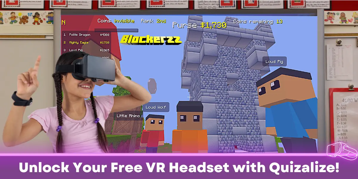 Featured image for Quizalize for School offers free VR Headsets - To celebrate the launch of the virtual reality version of our popular Blockerzz classroom quiz games, we’re giving away free Meta Quest 2 VR headset...