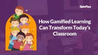 Purple blog header showing a teacher illustration with the text “How Gamified Learning Can Transform Today’s Classroom.”